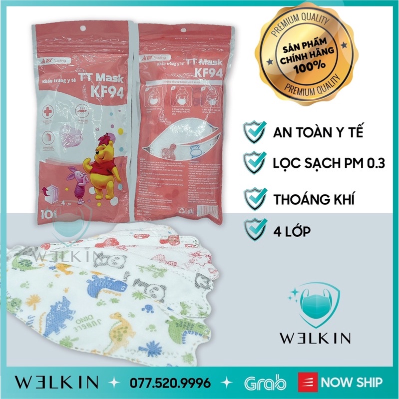 Khẩu Trang KF94 Cho bé từ 5-10 Tuổi Túi 10 Chiếc