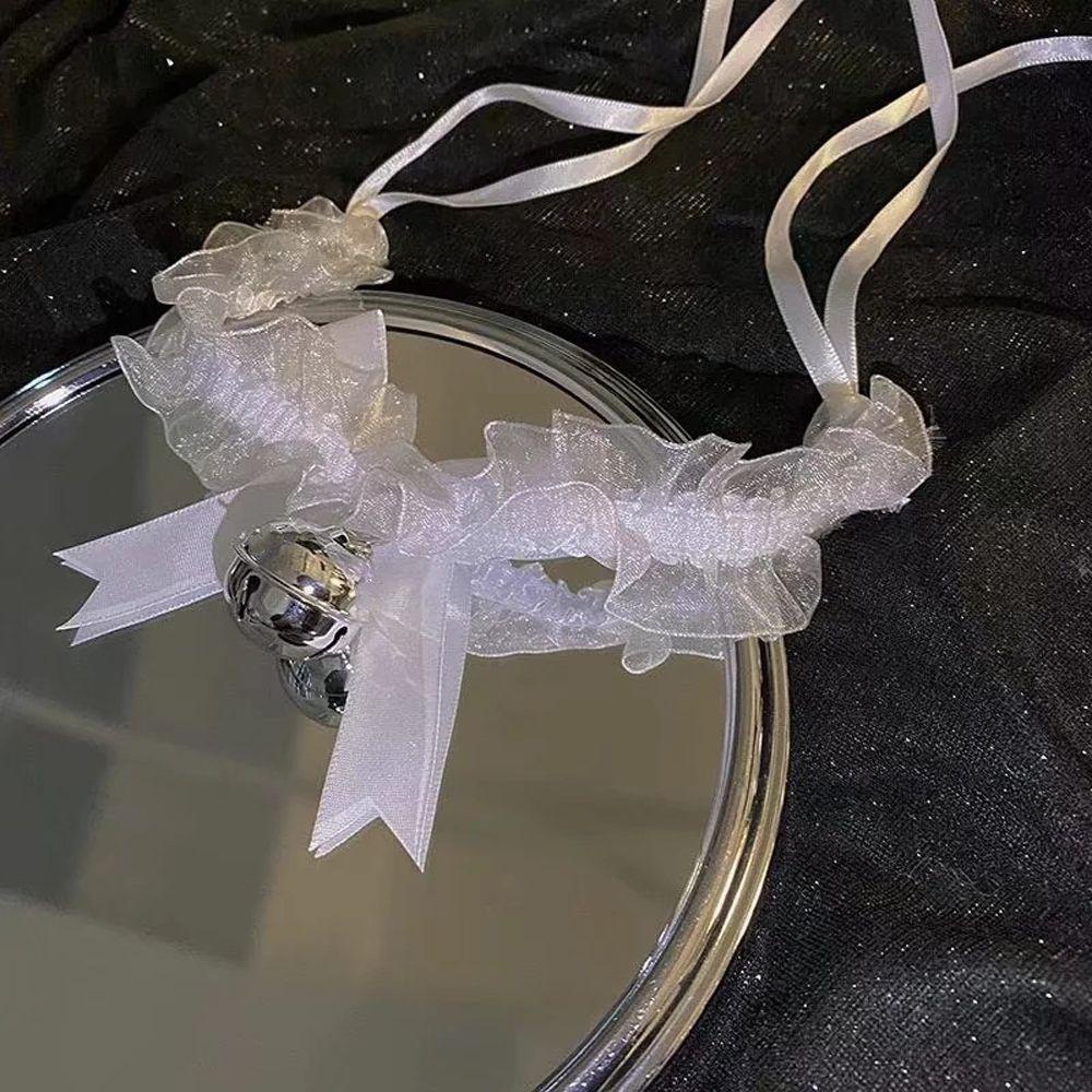 Vòng Cổ Choker Phối Ren/ Chuông Nhiều Màu Dễ Thương Quyến Rũ Phong Cách Hàn Quốc Cho Nữ