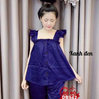 Phi bóng lửng tay bèo đính nút mặc đẹp, chất phi bóng dày dặn