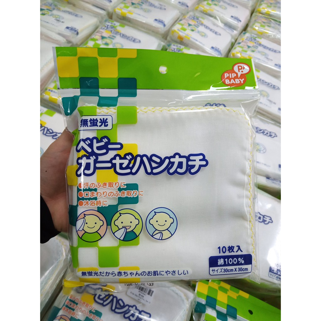 Set 10 chiếc khăn sữa cho bé ChuChu - Chất liệu mềm mịn, thoáng mát hàng Nhật