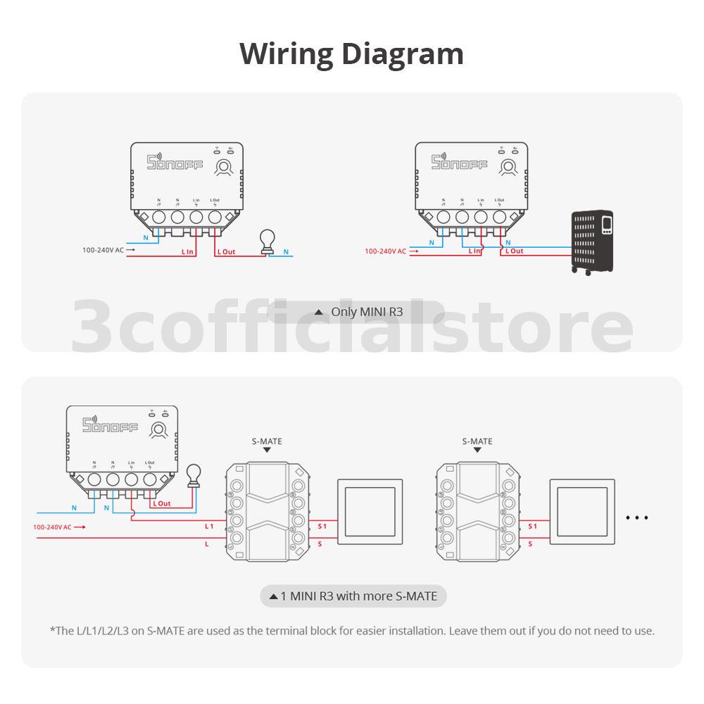 Công Tắc Điều Khiển Thông Minh SONOFF 100-240V 50 / 60Hz 16A MINI R3