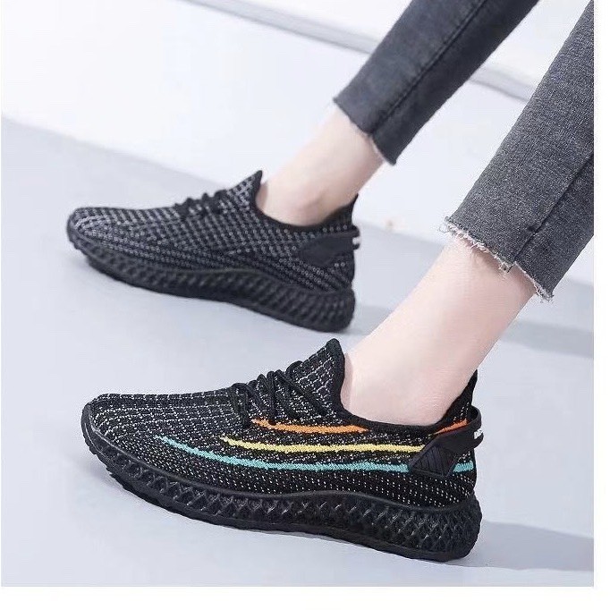 Giày thể thao vải nữ Viền 3 màu đế đan phối màu siệu đẹp