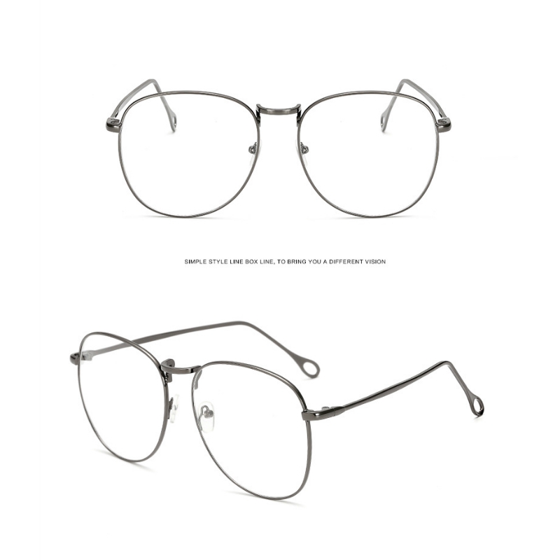 Big Metal Frame Eyeglasses For Women Retro Anti-blue light