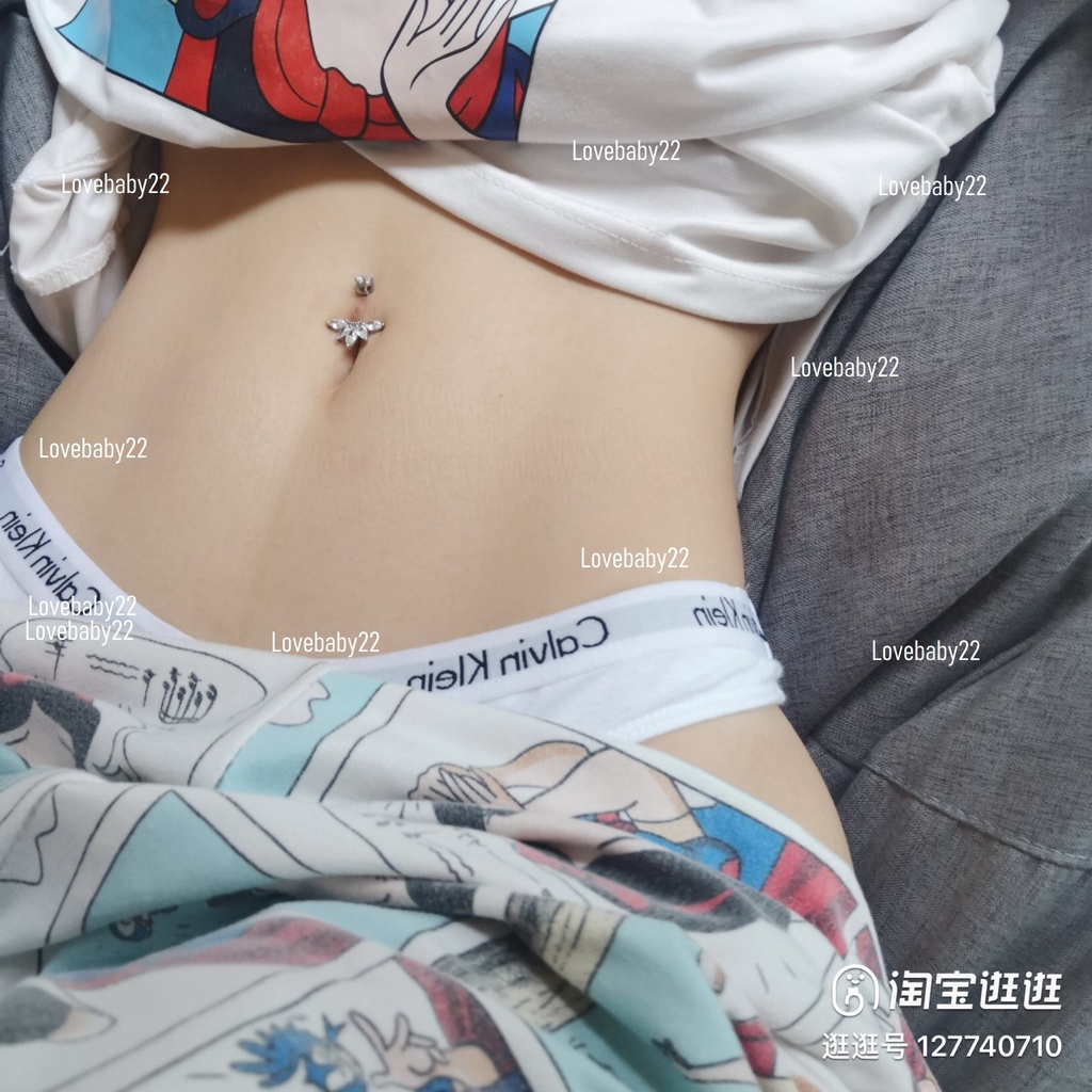 Khuyên rốn titan cánh đính kim quạt nút vặn đính kim