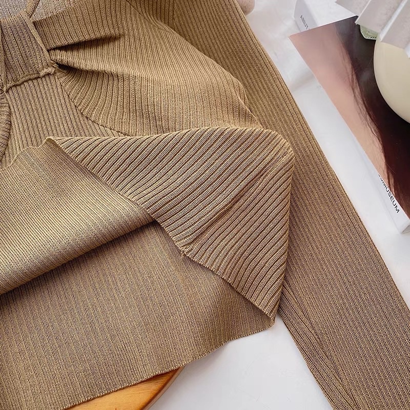 áo len dệt kim nơ ngực (56310#)