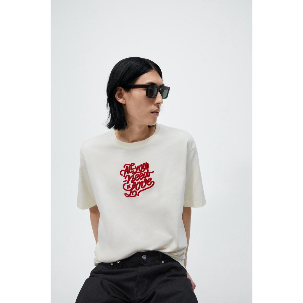Áo Thun Ngắn Tay In Hình Trái Tim Thời Trang ZARA Dành Cho Nam