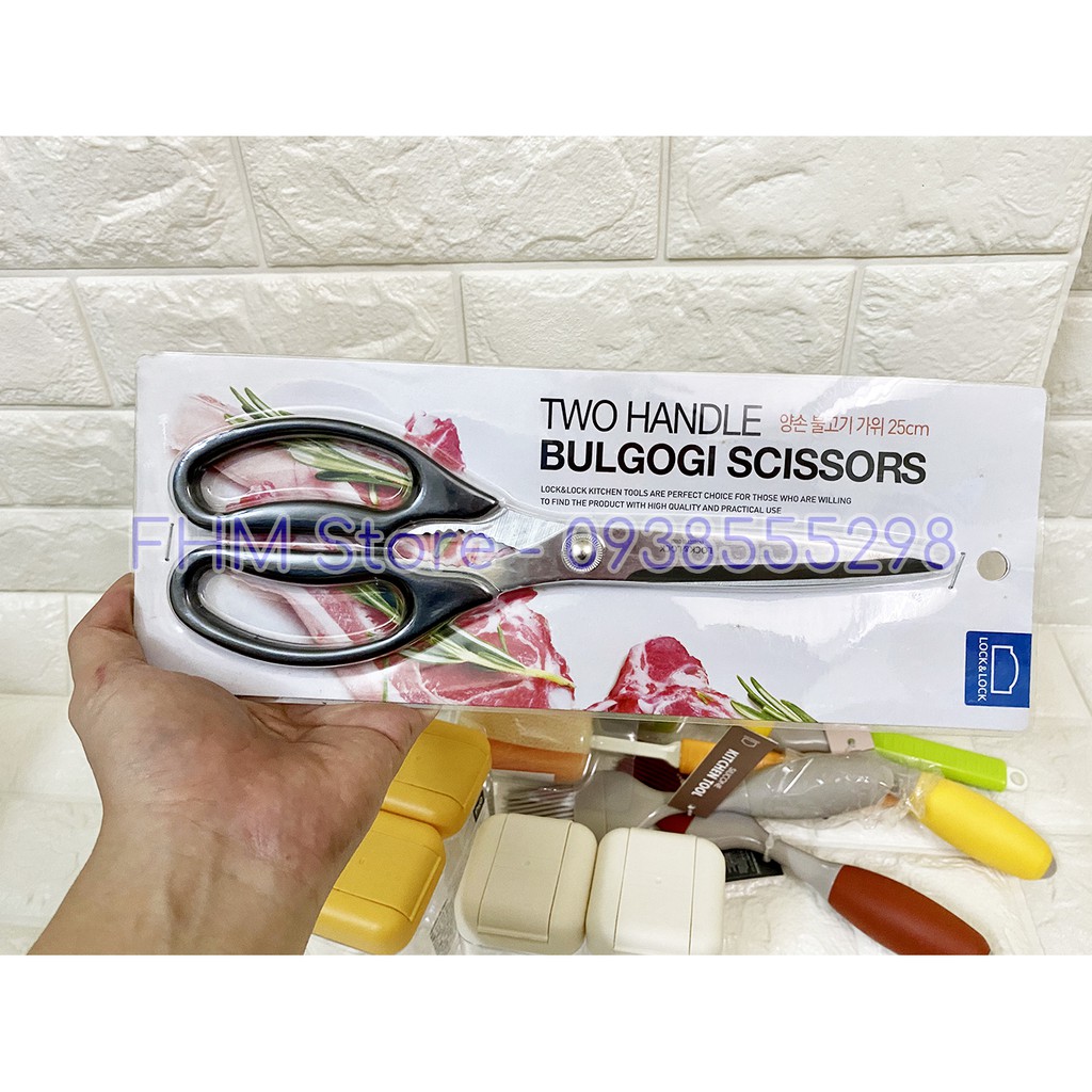 Kéo cắt thịt nướng Lock&Lock Two Handle Bulgogi Scissors F00096 25cm Màu đen
