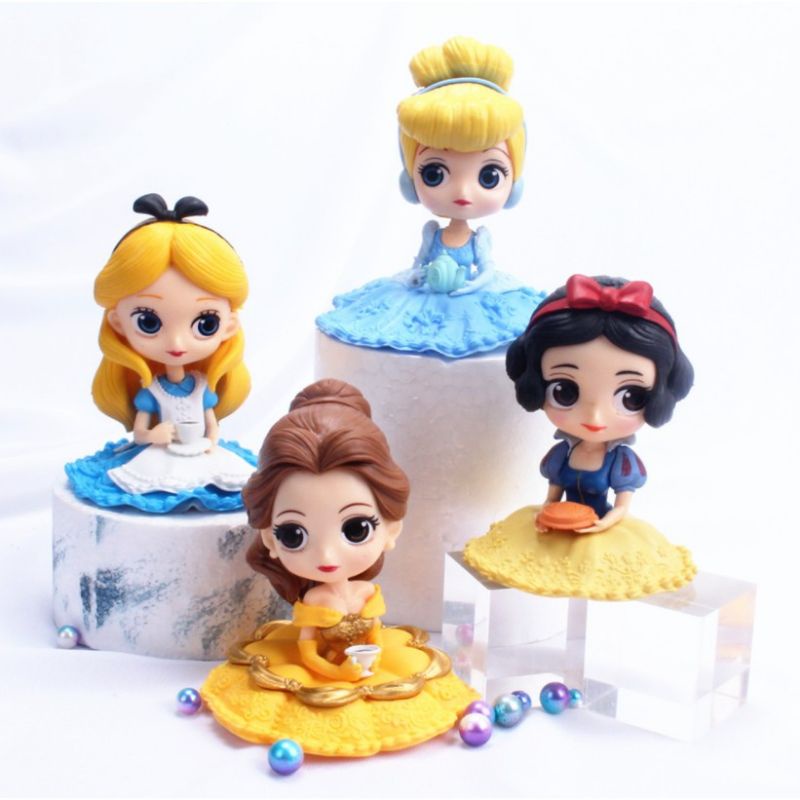 Búp bê công chúa disney elsa bella bạch tuyết sojia anna alice dáng ngồi trang trí bánh kem