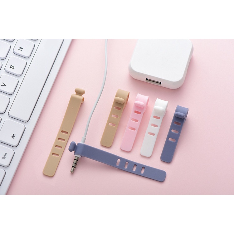 Set 4 Dây Đai Buộc Cố Định Tai Nghe, Dây Sạc Chống Rối Bằng Silicon Tiện Dụng
