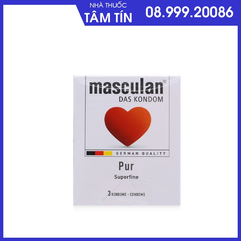 Bao Cao Su Siêu Mỏng Masculan Pur (Hộp 3 Cái)