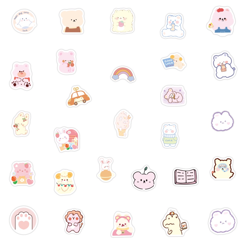 Set 100/50 Sticker Hoạt Hình Đáng Yêu Dán Laptop Notebook
