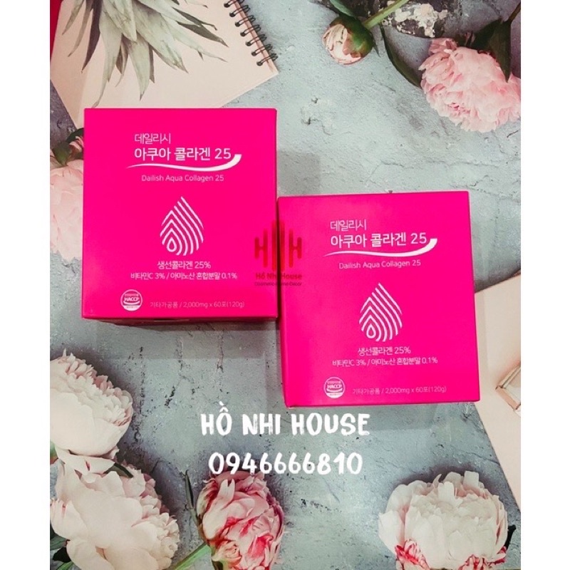 Collagen Thủy Phân Dailish Aqua Chính Hãng Chuẩn Nội Địa Hàn Quốc - Hộp 60 Gói.