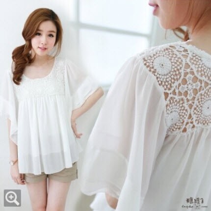 Áo Voan Tay Cánh Dơi Đính Ren Gợi Cảm Dễ Thương Như Tiểu Thư MS40