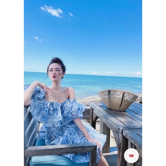 VÁY HOA 3 LỚP TRỄ VAI VIỀN BÈO SIÊU XINH SIÊU TIỂU THƯ-ITEM MÙA DU LỊCH