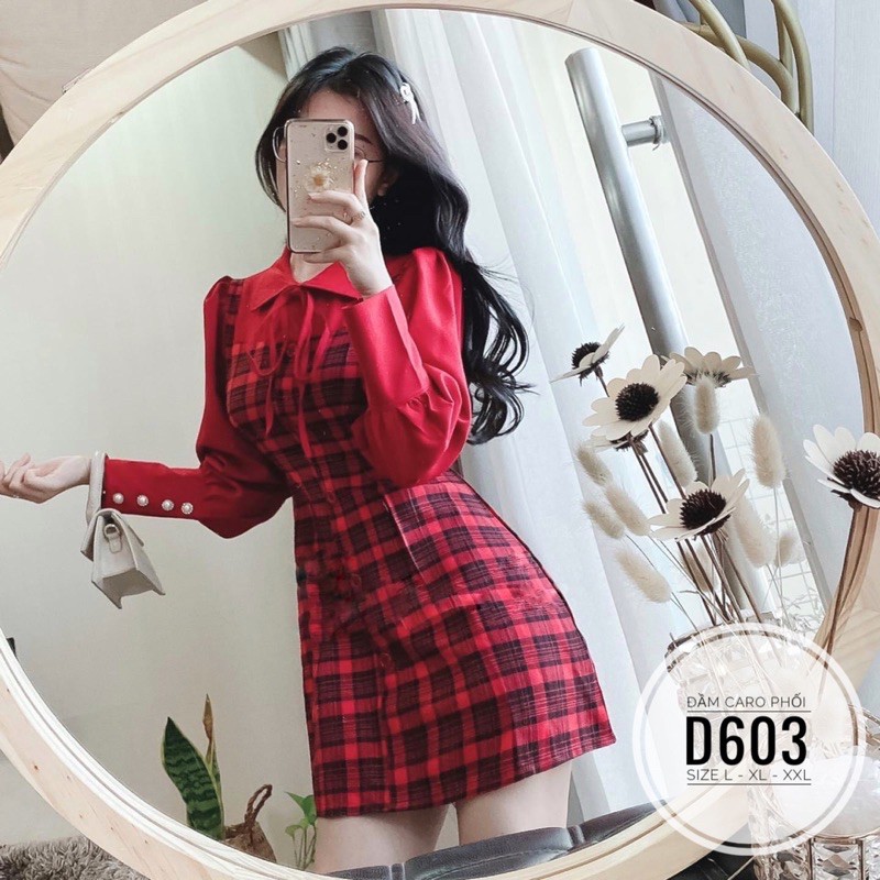 Bigsize Đầm caro phối D603 | BigBuy360 - bigbuy360.vn