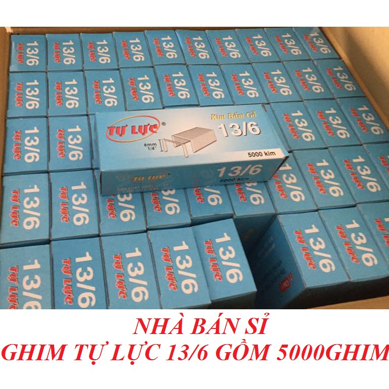 Hộp Bấm Ghim Tự Lực 13/6 - Sâu 6mm Hộp Gồm 5000 Ghim