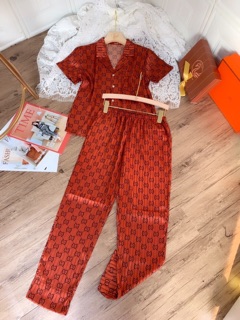 Bộ pijama cộc tay vải lụa gấm cao cấp