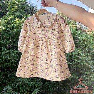 Váy bé gái hoa nhí cổ sen thô cào bông ấm áp VBG17