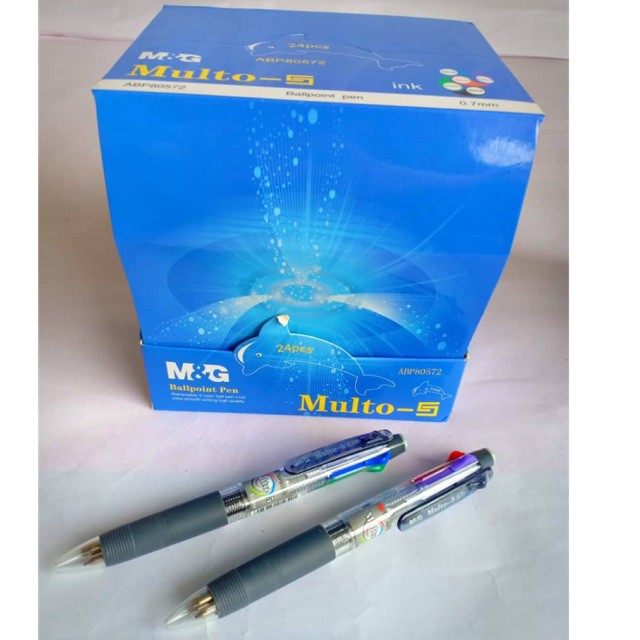 Bút bi 5 màu M&G APB80572, hàng chất lượng ko gai tắc mực