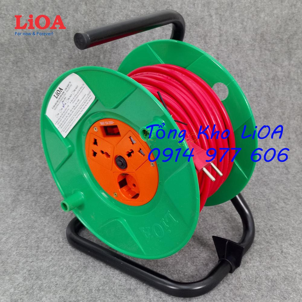 Ổ Cắm LiOA Quay Tay Kéo Dài Kiểu Rulo, Loại Phổ Thông, Dây Dài 50m. Model QT50-2-15A