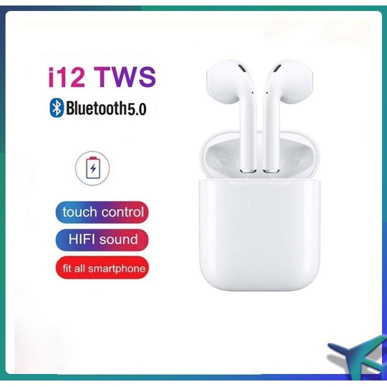 Tai nghe không dây bluetooth 5.0 i12 tws cảm ứng chạm âm thanh nổi Salastore99