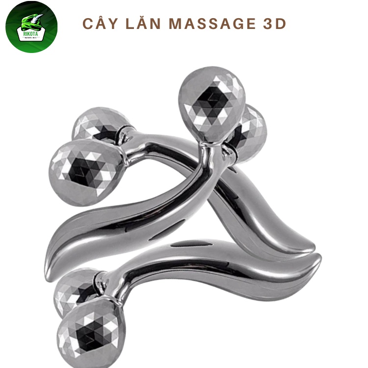 Cây Lăn Mát Xa  Mặt 3D Giúp Thon Gọn Nâng Cơ Mặt Rikota NLCLMX3D