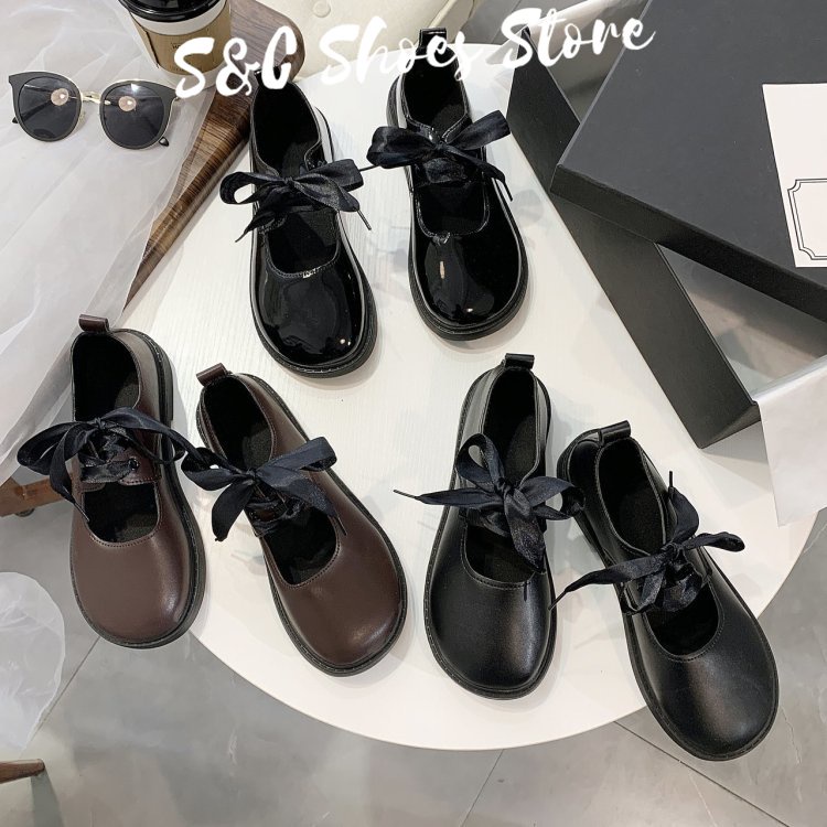 Tăng giá sau 100 đôi！！ Giày Mary Jane Da Cao 2CM Thắt Nơ Chất Lượng Cao Cho Nữ