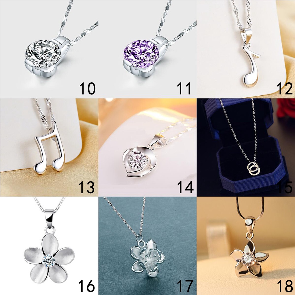 Mặt dây chuyền bạc 925 nhiều hình dạng gắn pha lê thời trang cho nam nữ xl003 50 thiết kế