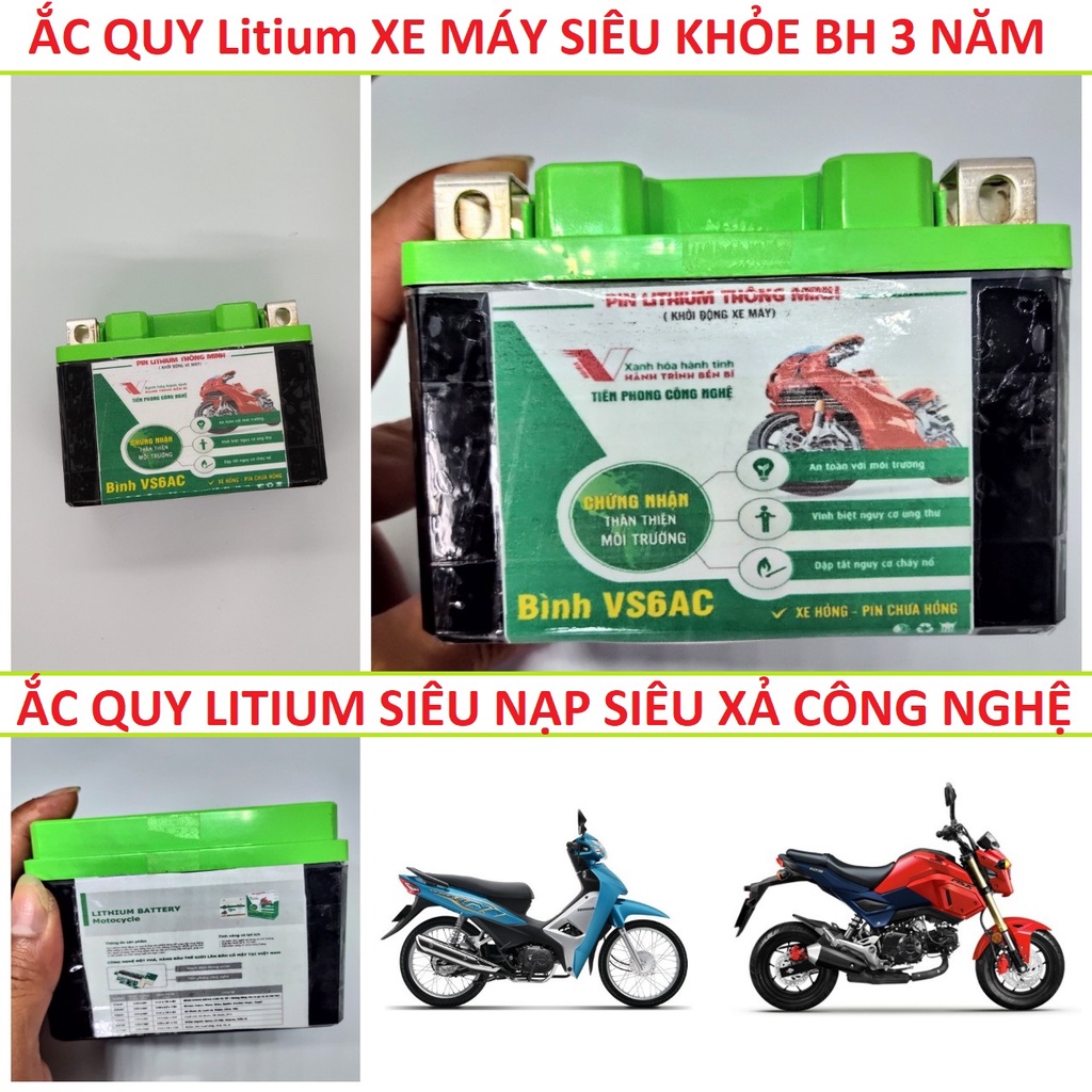 Ắc quy xe máy Litium PI-TECH 6AH/7Ah/8Ah/13Ah độ bền trên 5 năm dành cho anh em độ xe