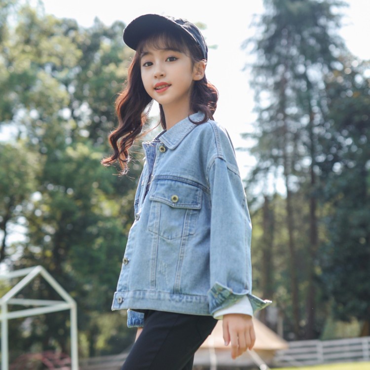 Áo khoác jean bé gái 10 tuổi ☑️ Áo Khoác bò Dài Tay Hàn Quốc☑️  áo bé gái size đại 25kg, 30kg, 35kg, 40kg, 45kg