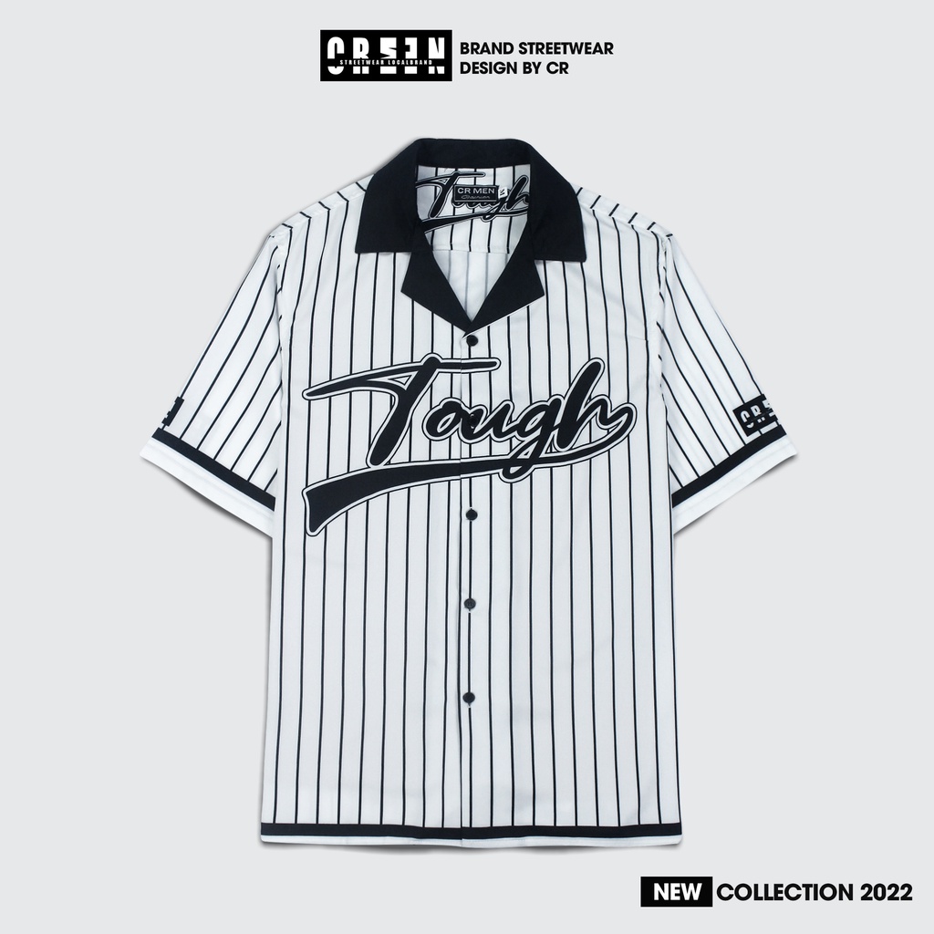 Áo sơ mi tay ngắn nam nữ CR Tough form rộng sơ mi họa tiết tay lỡ cổ vest unisex ulzzang CSM647