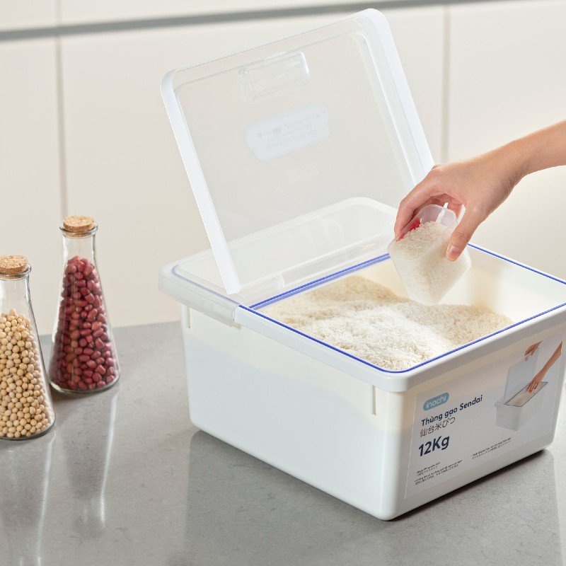 Thùng nhựa đựng gạo thông minh Sendai 10kg ,thùng đựng gạo ,ngũ cốc đa năng kèm cốc chia vạch