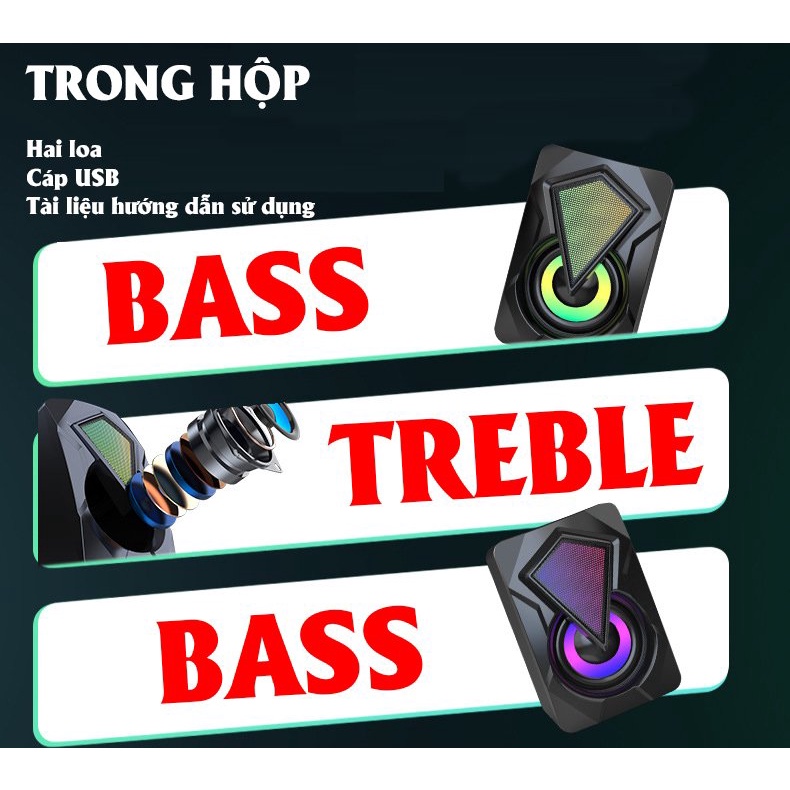 [Bass Cực Mạnh] Bộ 2 Loa Vi Tính PC Cao Cấp Forter RBG 2.1 - Loa vi tính Âm Bass Echo Hay - Nhỏ Gọn - Hàng Chính Hãng