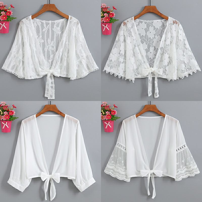 Áo khoác cardigan voan, ren hoa mỏng đi biển