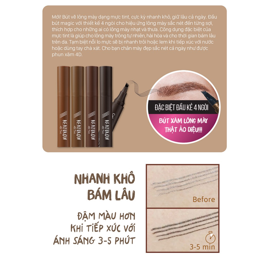 Bút vẽ chân mày Cathy Doll Real Brow 4D Tint 2G