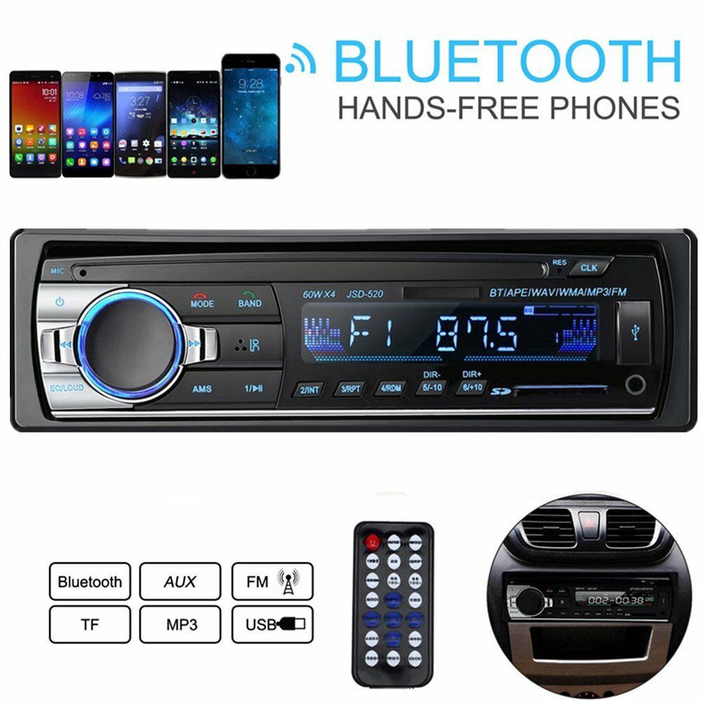 Máy nghe nhạc MP3 trên xe hơi hỗ trợ đài FM Bluetooth / USB / TF 24V 12Pin 1 DIN có điều khiển từ xa