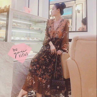 Váy MIDI cổ điển vô cùng sang Ảnh thật ở cuối