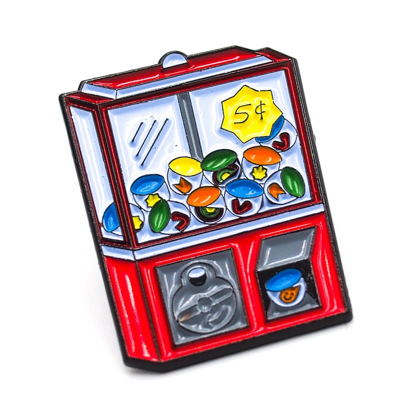 Ghim cài áo Enamel Pin Sticker Factory - Chủ đề Máy game gắp thức ăn đỏ 2x3cm