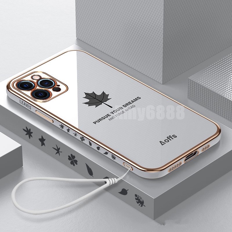 Ốp Điện Thoại TPU Silicon Mềm Mạ Viền Sang Trọng Có Dây Đeo Cho iPhone 14 Pro Max 14 Plus 13 Pro Max