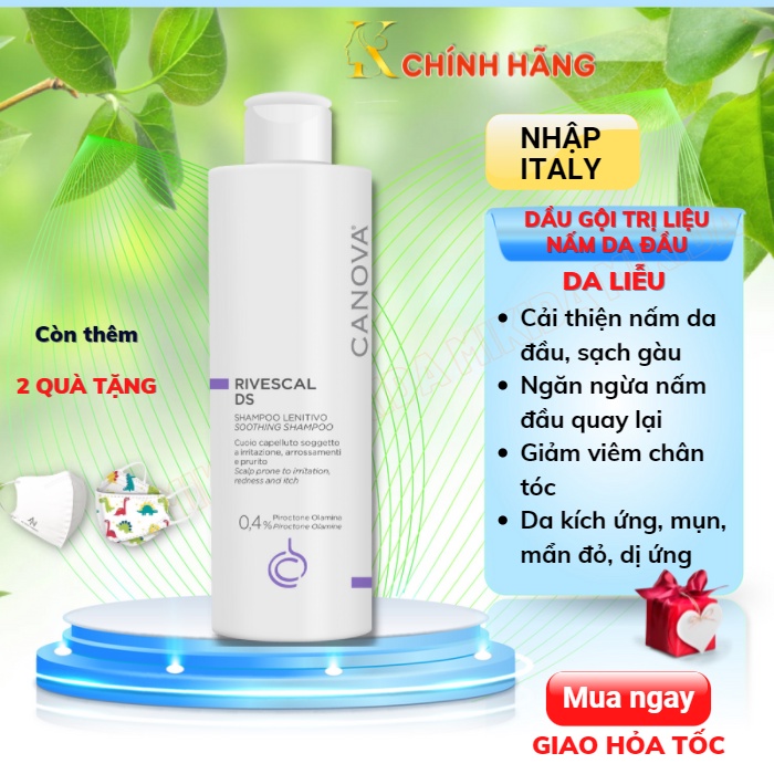 Dầu gội sạch Gàu Nấm bong tróc kích ứng CANOVA 200ml làm dịu nhẹ da đầu - Nhập ITALY