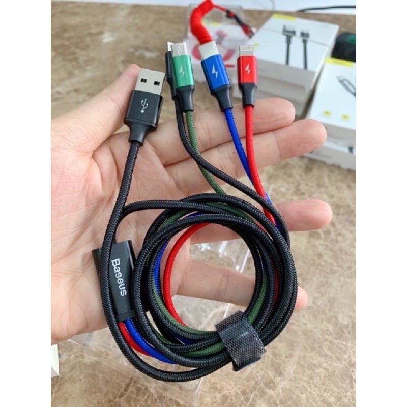 ✔️Chính Hãng ✔️Cáp sạc Nhanh 4in1 Baseus 4 đầu Rapid 3.5A cho IPhone Samsung oppo Xiaomi