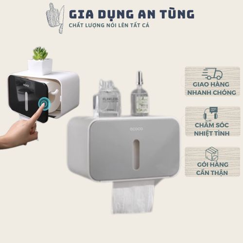 HỘP ĐỰNG GIẤY VỆ SINH ECOCO,Nhựa ABS an toàn chống nước, chống trơn trượt-cài đặt dễ dàng, tặng kèm keo dán chuyên dụng)