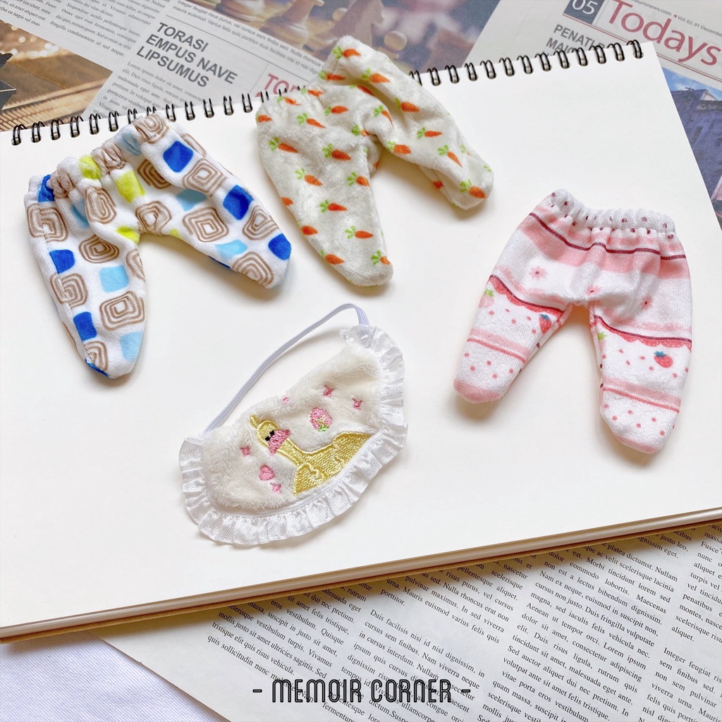 Outfit cho Doll 20cm - Yếm cổ & Tất chân / tủ đồ Taobao
