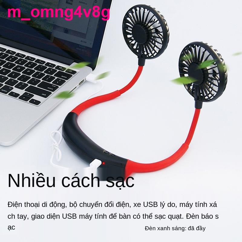 [net nổi tiếng cùng phong cách] Cổ treo lười Quạt nhỏ có thể sạc lại USB mini hot tạo tác ngày