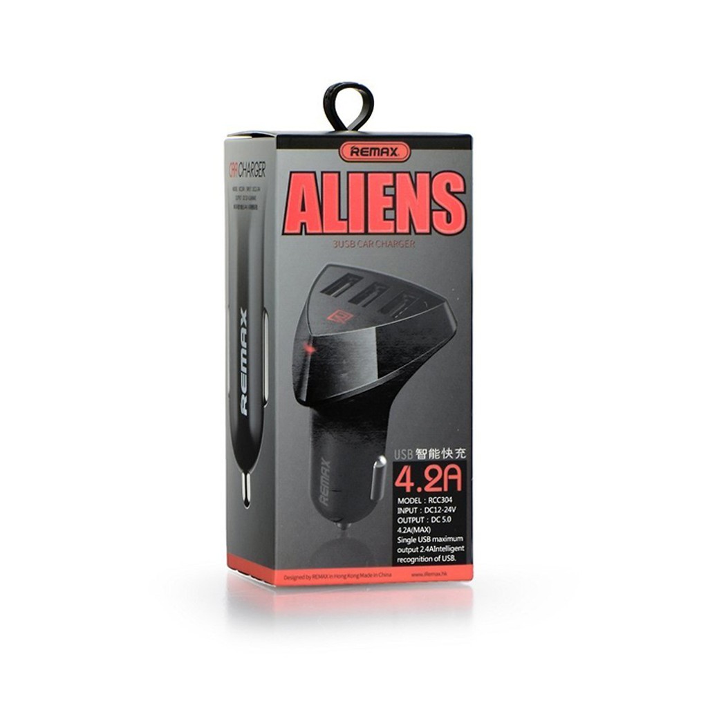 Tẩu sạc ô tô REMAX 3 USB 4.2A Aliens - Hàng Chính Hãng Remax