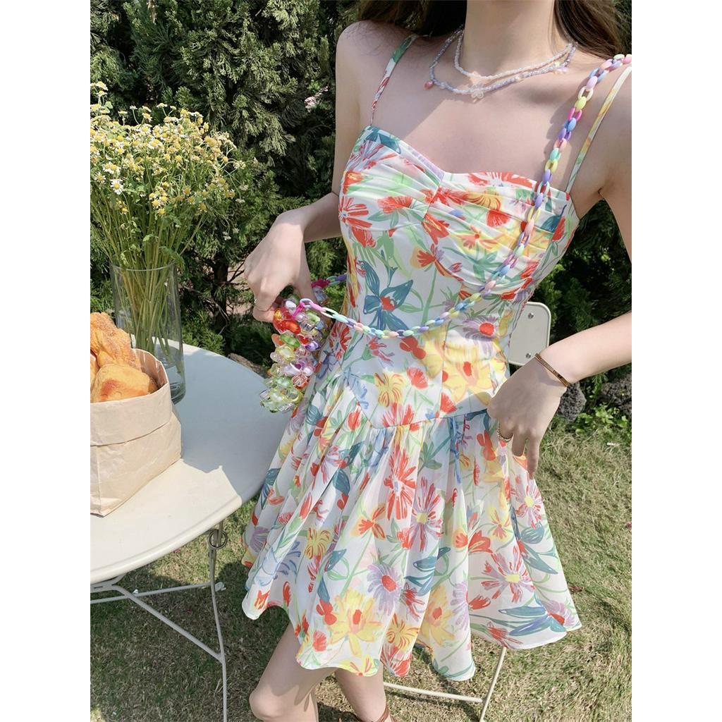 Đầm Hoa Hai Dây Mùa Hè Phong Cách Thái Lan Mới