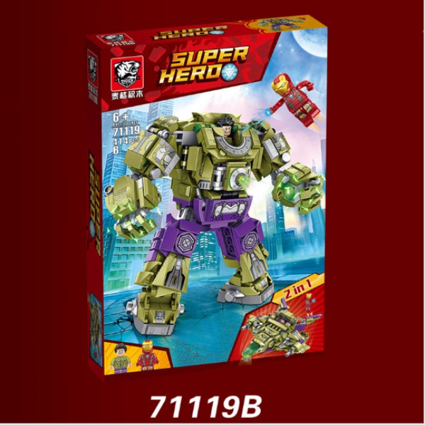 Lego lắp ráp mô hình Robot iron man và Hulk Người khổng lồ xanh kích super hero thích trí thông minh và sáng tạo