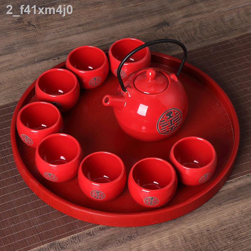 Bộ ấm trà đám cưới Trung Quốc, đỏ và hộp quà tách trà, ý tưởng tặng, lễ hội