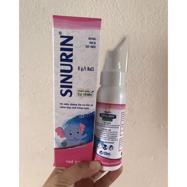 Xịt muối biển Snurin(120ml),giúp vệ sinh,dưỡng ẩm,bảo vệ niêm mạc mũi