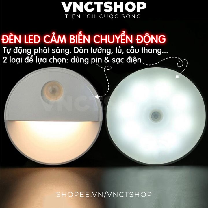 Đèn led cảm biến chuyển động, đèn cảm ứng chuyển động gắn dán tường tủ cầu thang tự động sáng thông minh